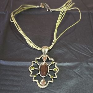 Elegant Gold and Brown with Hint of Green Pendant Necklace